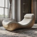 ⁦Solid Wood Modern Leisure Chair with Adjustable Recline - Eco-Friendly⁩ - الصورة ⁦2⁩