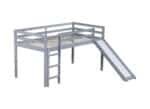 Grey Rubber Wood Loft Bed with Slide – Durable, Space-Saving Twin Bed for Kids - Image 12