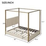 Upholstered Canopy Platform Bed with Headboard - Beige - Image 6