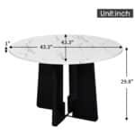 Faux Marble Round Dining Table with Spacious Top for 4 - White - Image 3
