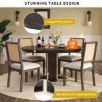 ⁦Solid Wood Oval Extendable Dining Table with Double Layer Design - Espresso⁩ - الصورة ⁦6⁩