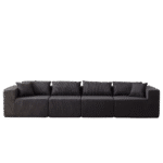 ⁦Corduroy L-Shaped Modular Sofa Set with Minimalist Design - Beige⁩ - الصورة ⁦11⁩