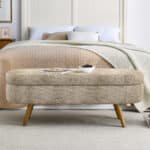 Fabric Oval Storage Ottoman with Rubber Wood Legs - Gray - Image 4