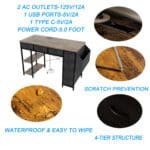 Rustic Brown Writing Desk with Hidden Power Outlet and 7 Fabric Drawers - Image 7