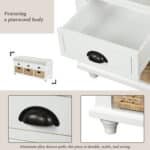 White Rustic Storage Bench with Drawers & Baskets - Stylish & Functional Entryway Seat - Image 6