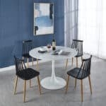 MDF Round Dining Table with Pedestal Base - Seats 4-6 - White - Image 8