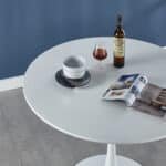 MDF Round Dining Table with Pedestal Base - Seats 4-6 - White - Image 3