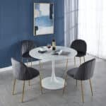 MDF Round Dining Table with Pedestal Base - Seats 4-6 - White - Image 9