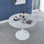 MDF Round Dining Table with Pedestal Base - Seats 4-6 - White