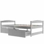 Gray Pine Bed with Storage Drawers - Space-Saving Twin Platform Bed - Image 11