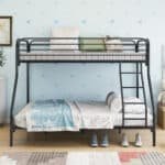 Sturdy Metal Twin-Over-Full Bunk Bed with Enhanced Guardrail and Under-Bed Storage - Black - Image 3