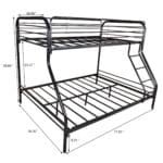 Sturdy Metal Twin-Over-Full Bunk Bed with Enhanced Guardrail and Under-Bed Storage - Black - Image 6