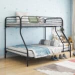 Sturdy Metal Twin-Over-Full Bunk Bed with Enhanced Guardrail and Under-Bed Storage - Black - Image 4