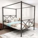 Ultimate Black Metal Canopy Bed - Premium, Sturdy & Elegant Queen Frame for Modern Bedrooms