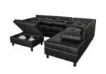 Faux Leather L-Shaped Sectional Sofa with Storage Ottoman - Brown - Image 9