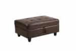 Faux Leather L-Shaped Sectional Sofa with Storage Ottoman - Brown - Image 4