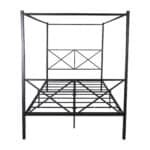 Metal Canopy Bed Frame with Vintage Headboard and Under-Bed Storage - Black - Image 5
