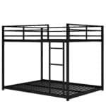 ⁦Metal Full over Full Bunk Bed with Low Design and Guardrails - Black⁩ - الصورة ⁦7⁩