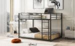 ⁦Metal Full over Full Bunk Bed with Low Design and Guardrails - Black⁩ - الصورة ⁦3⁩