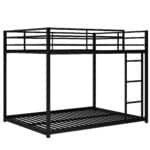 ⁦Metal Full over Full Bunk Bed with Low Design and Guardrails - Black⁩ - الصورة ⁦5⁩