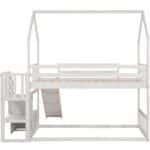 White House-Shaped Bunk Bed with Slide & Storage – Space-Saving Twin Kids Bed - Image 9