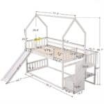 White House-Shaped Bunk Bed with Slide & Storage – Space-Saving Twin Kids Bed - Image 6