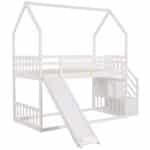 White House-Shaped Bunk Bed with Slide & Storage – Space-Saving Twin Kids Bed - Image 8