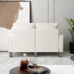 Comfortable Beige Fabric Loveseat – Modern & Stylish Living Room Furniture - Image 4
