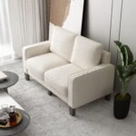 Comfortable Beige Fabric Loveseat – Modern & Stylish Living Room Furniture - Image 3