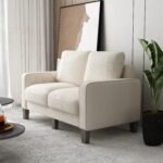 Comfortable Beige Fabric Loveseat – Modern & Stylish Living Room Furniture - Image 2