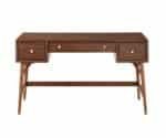 Walnut Veneer Writing Desk with Storage Drawers and Nickel Knob Hardware - Brown - Image 4