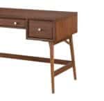 Walnut Veneer Writing Desk with Storage Drawers and Nickel Knob Hardware - Brown - Image 6