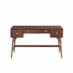 Walnut Veneer Writing Desk with Storage Drawers and Nickel Knob Hardware - Brown - Image 7