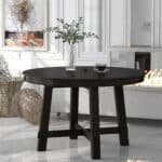 Wood Round Extendable Dining Table with Planked Top - Espresso - Image 2