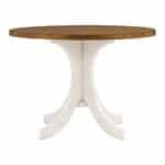 Mid-Century Round Dining Table with Intricately Carved Legs - Walnut and Cream White - Image 6