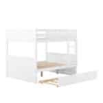 Solid Pine Full Over Full Bunk Bed with Twin Trundle - White - Image 4