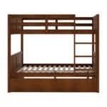 Pinewood Full Over Full Bunk Bed with Twin Trundle - Walnut - Image 5