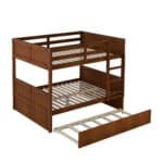 Pinewood Full Over Full Bunk Bed with Twin Trundle - Walnut - Image 6