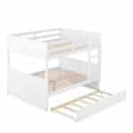 Solid Pine Full Over Full Bunk Bed with Twin Trundle - White - Image 7