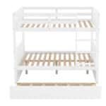 Solid Pine Full Over Full Bunk Bed with Twin Trundle - White - Image 3