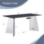 Black Marble-Patterned Slab Dining Table with Golden Stainless Steel Butterfly Legs - Rectangular - Image 4