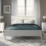 White Solid Wood Full Platform Bed with Elegant Slat Headboard - Pine - Image 2