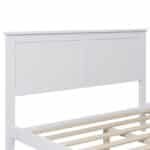 White Solid Wood Full Platform Bed with Elegant Slat Headboard - Pine - Image 3