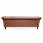PU Leather Rolled Arm Chesterfield Sofa with Pocket Springs - Brown - Image 6