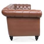 PU Leather Rolled Arm Chesterfield Sofa with Pocket Springs - Brown - Image 5