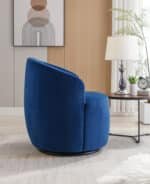 Velvet Barrel Accent Armchair with 360° Swivel Base - Blue - Image 5