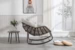 Hand-Woven Rattan Rocking Chair with Ergonomic Design - Beige - Image 5