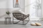 Hand-Woven Rattan Rocking Chair with Ergonomic Design - Beige - Image 4