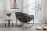 Hand-Woven Rattan Rocking Chair with Ergonomic Design - Grey - Image 5