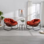 Orange Synthetic Rattan Rocking Chair - Comfortable Outdoor Lounge - Image 6
